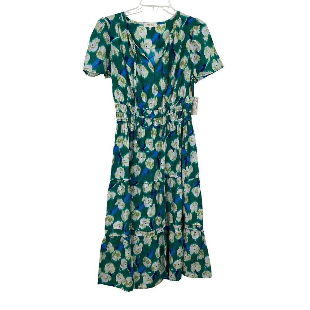 Angels Forever Young Green Floral Midi Dress Womens Size Small